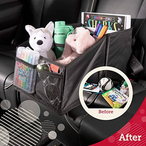 Lusso Gear Car Seat Organizer for Front or Backseat - Great for Adults & Kids, Features 9 Storage Compartments for Toys, Magazines, Tissues, Maps, Books, Documents, Games & More (Floral) - 6