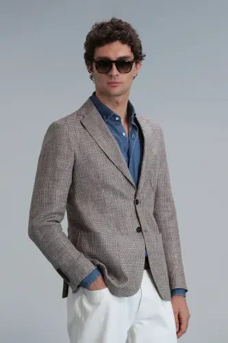 Luta Sport Erkaklar uchun Blazer Ko'ylagi Slim Fit Jigarrang - 1