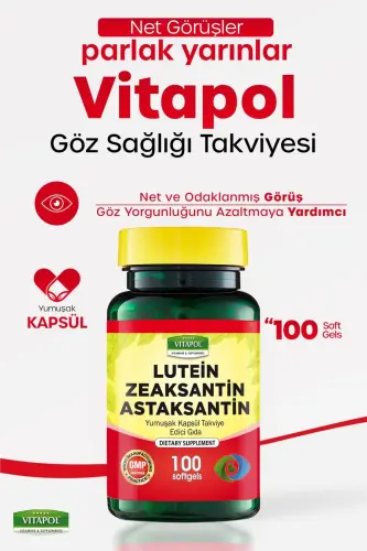 Lutein Zeaksantin Astaksantin Koenzim Q10 Ve Vitamin Kompleksi – 100 Kapsül – Göz Sağlığı - 1