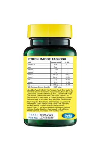 Lutein Zeaksantin Astaksantin Koenzim Q10 Ve Vitamin Kompleksi – 100 Kapsül – Göz Sağlığı - 4