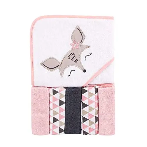 Luvable Friends Unisex Chaqaloq Kapüşonlu Sochigʻi Beshta Yuvinish Latasi bilan, Bugʻu, Bir Hajm 