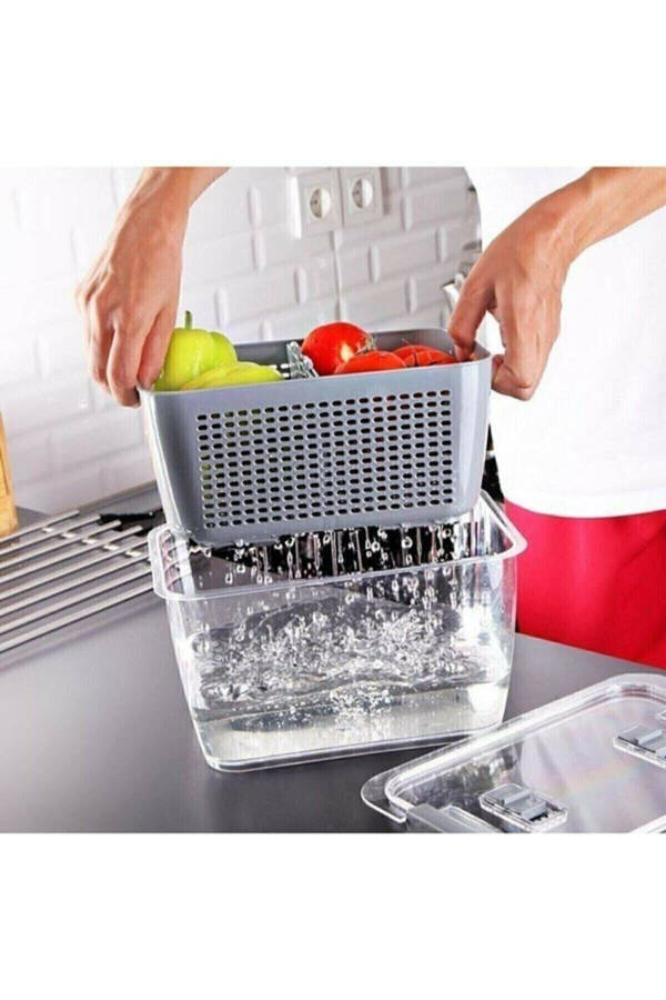 Lüx 3 Adet Buzdolabı Içi Süzgeçli Organizer (2,5lt,5lt,9lt) Set - Saklama Buzdolabı Organizer 2,5 5 9 - 5