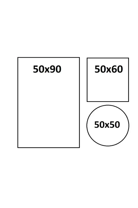 Lüx 3'lü Kare Plus Pofidik Banyo Halısı Klozet Takımı -- 50x90--50x60--50x50(YUVARLAK) - Krem - 3