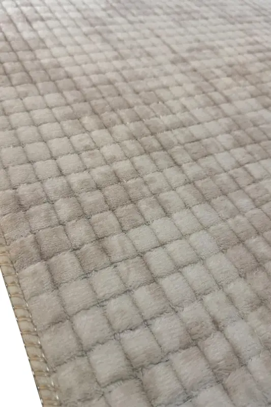 Lüx 3'lü Kare Plus Pofidik Banyo Halısı Klozet Takımı -- 50x90--50x60--50x50(YUVARLAK)-Krem - 2