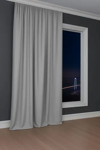 Lüx Black Out Karartma Perde Projeksiyon Perdesi Gri Blackout Fon-pilesiz-tek Parça-enxboy - Gri - HOME TEKSTIL (1)