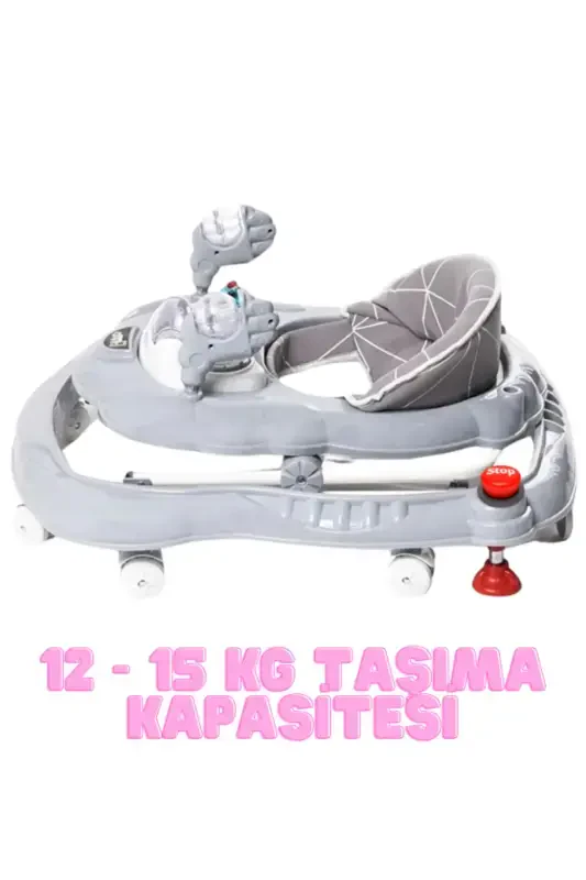 Lüx Devrilme Önleyici Çift Stoplu Yürüteç Zihinsel Gelişim Oyuncak Grubu Örümcek 3 Kademeli-Antrasit Mavi - 3