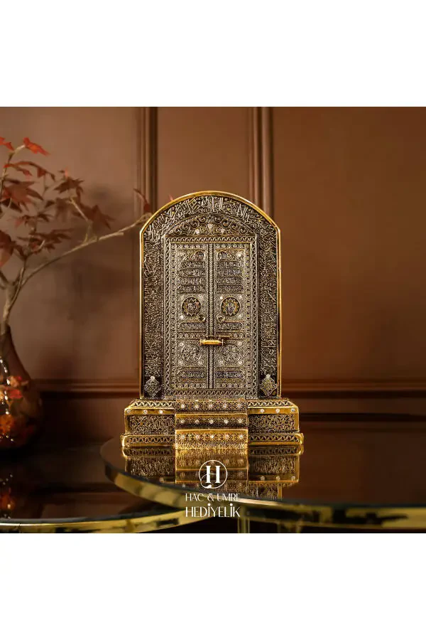 Dini Islami Manevi Hediye Lüks Islami Hediyelik Dekoratif Obje Model Kabe Kapısı Ayetel Kürsi Biblo - 2