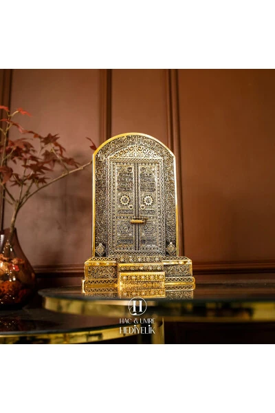 Dini Islami Manevi Hediye Lüks Islami Hediyelik Dekoratif Obje Model Kabe Kapısı Ayetel Kürsi Biblo - 5