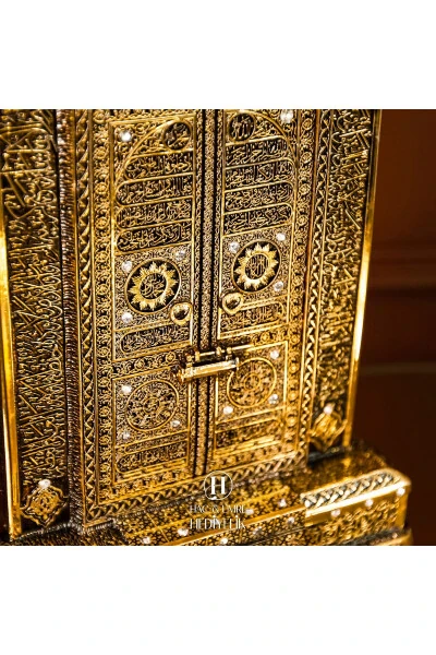 Dini Islami Manevi Hediye Lüks Islami Hediyelik Dekoratif Obje Model Kabe Kapısı Ayetel Kürsi Biblo - 6