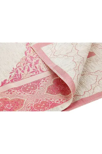 Lux Light Color Ottoman Chenille Prayer Rug with Rosary Gift Fuchsia-Light Fuchsia - 6