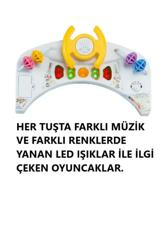 Lüx O'yinchoqli 5 Xil Musiqali va Chiroqli 3 Qadam Balandlik Sozlamali O'rgimchak Rulli Bolalar Yuragi - Antratsit Moviy - 2