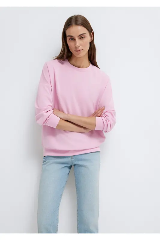 Lux Touch (TENCEL™) Bisiklet Yaka Pembe Modal Sweatshirt 168837-71117-Pembe - 1