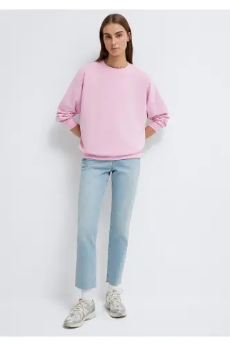 Lux Touch (TENCEL™) Bisiklet Yaka Pembe Modal Sweatshirt 168837-71117-Pembe - MAVI (1)