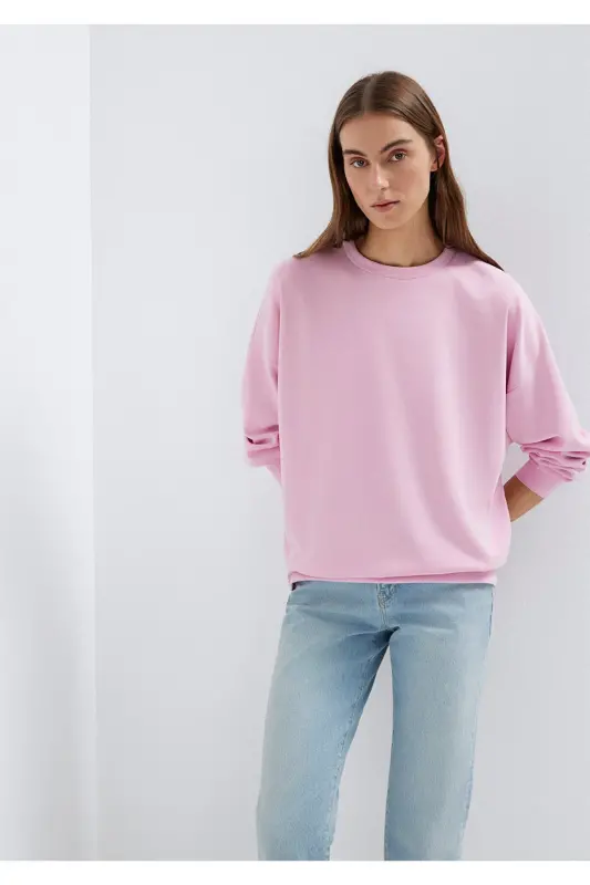Lux Touch (TENCEL™) Bisiklet Yaka Pembe Modal Sweatshirt 168837-71117-Pembe - 3