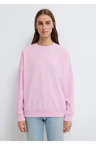 Lux Touch (TENCEL™) Bisiklet Yaka Pembe Modal Sweatshirt 168837-71117-Pembe - 4