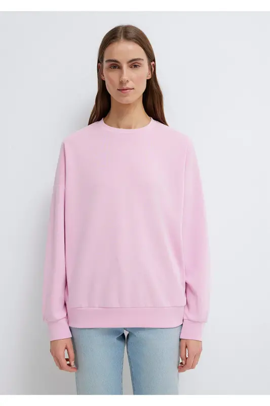 Lux Touch (TENCEL™) Bisiklet Yaka Pembe Modal Sweatshirt 168837-71117-Pembe - 4