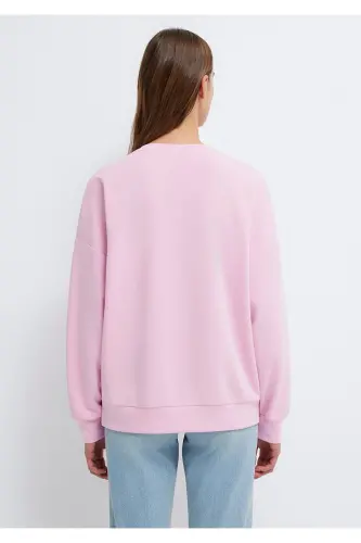 Lux Touch (TENCEL™) Bisiklet Yaka Pembe Modal Sweatshirt 168837-71117-Pembe - 6