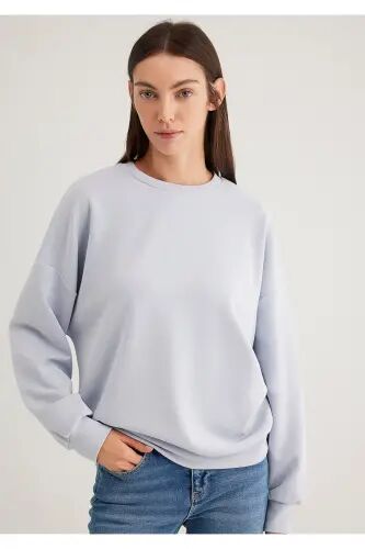 Lux Touch TENCEL TM Bisiklet Yaka Modal Sweatshirt 168837-89201 - Mavi-89201 - Mavi (1)