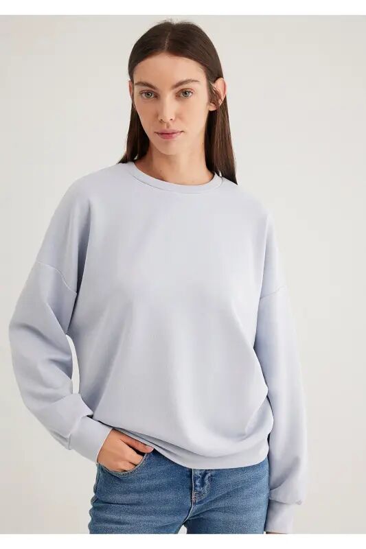 Lux Touch TENCEL TM Bisiklet Yaka Modal Sweatshirt 168837-89201 - Mavi-89201 - 2