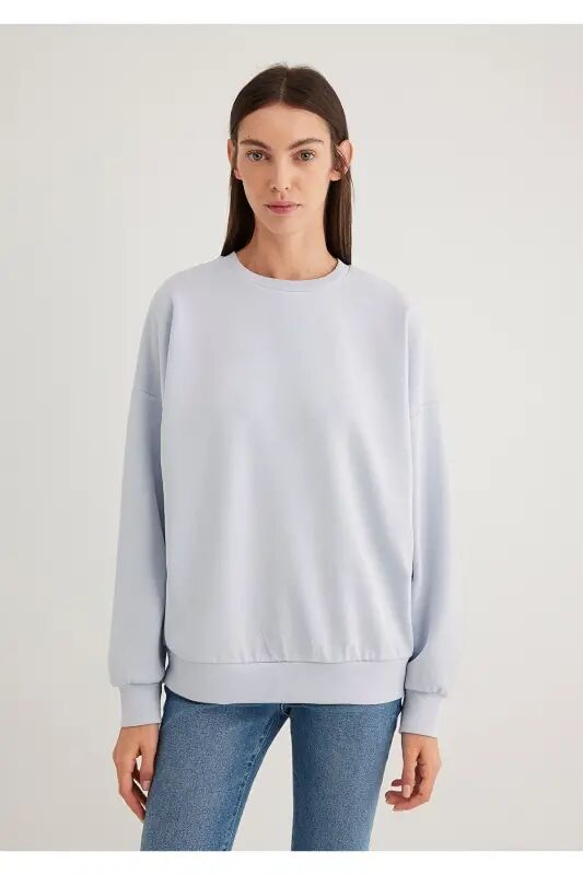 Lux Touch TENCEL TM Bisiklet Yaka Modal Sweatshirt 168837-89201 - Mavi-89201 - 3