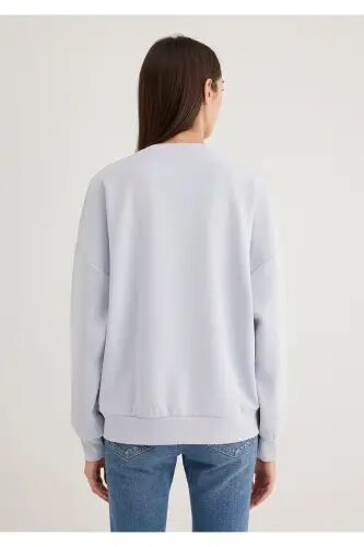 Lux Touch TENCEL TM Bisiklet Yaka Modal Sweatshirt 168837-89201 - Mavi-89201 - 4