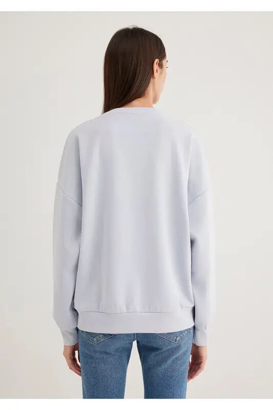 Lux Touch TENCEL TM Bisiklet Yaka Modal Sweatshirt 168837-89201 - Mavi-89201 - 4