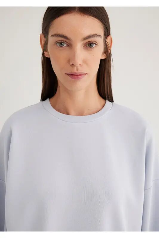Lux Touch TENCEL TM Bisiklet Yaka Modal Sweatshirt 168837-89201 - Mavi-89201 - 5
