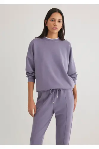 Lux Touch Tencel Tm Mor Modal Sweatshirt 168837-70608 - Mor-70608 - Mavi (1)