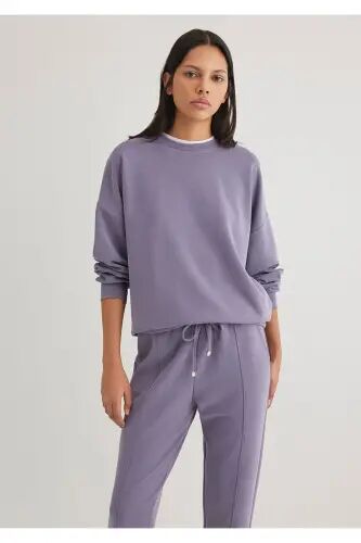 Lux Touch Tencel Tm Mor Modal Sweatshirt 168837-70608 - Mor-70608 - Mavi (1)