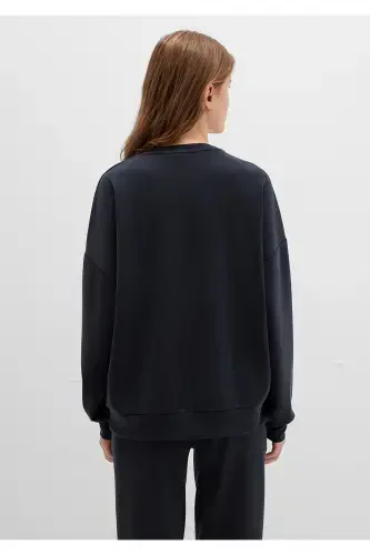 Lux Touch Tencel Tm Qora Modal Svitşot 168837-900 - 4