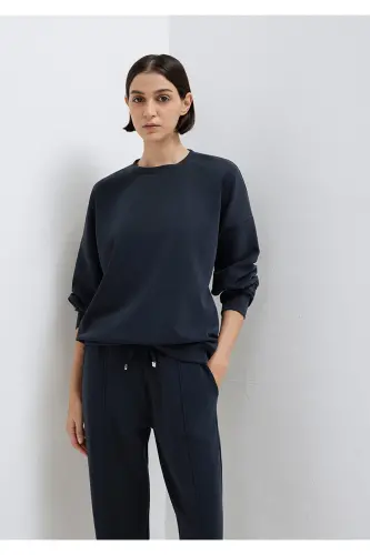 Lux Touch Tencel Tm Qora Modal Svitşot 168837-900 - MAVI (1)