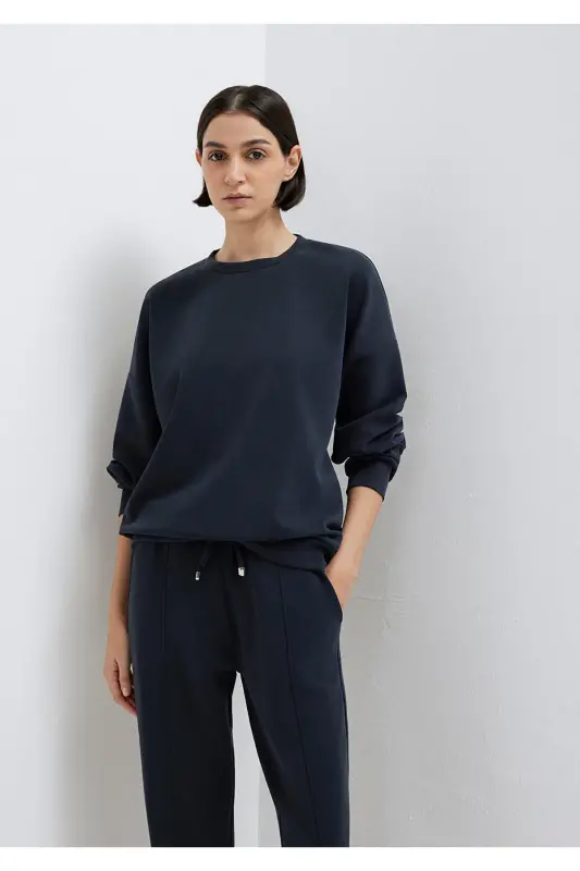 Lux Touch Tencel Tm Qora Modal Svitşot 168837-900 - 2