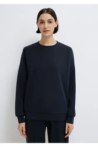 Lux Touch Tencel Tm Qora Modal Svitşot 168837-900 - 4