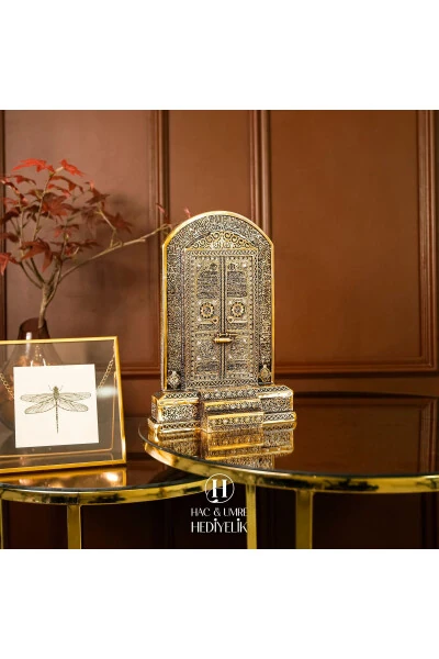 Luxurious Islamic Decorative Gift Figurine Ornament Model Kaaba Door Ayatul Kursi - Modazone