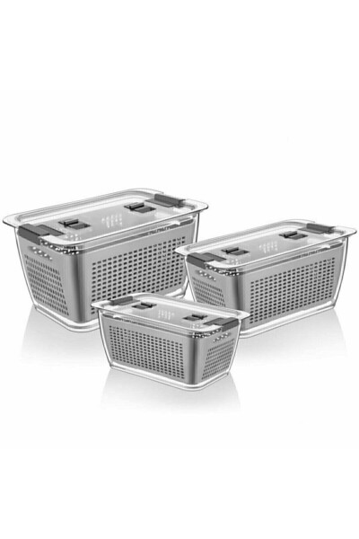 Luxury 3 Piece Refrigerator Organizer with Filter (2.5lt, 5lt, 9lt) Set - Storage Refrigerator Organizer 2.5 5 9 - GENEL MARKALAR (1)