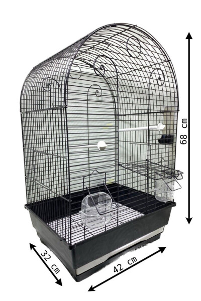 Luxury Bird Cage with Black Coating for Budgies and Parrots 42x32x68 - 3