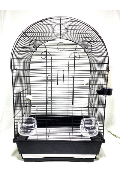 Luxury Bird Cage with Black Coating for Budgies and Parrots 42x32x68 - 4