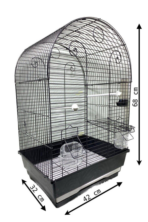 Luxury Bird Cage with Black Coating for Budgies and Parrots 42x32x68 - 1