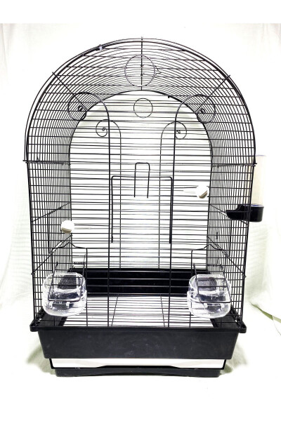 Luxury Bird Cage with Black Coating for Budgies and Parrots 42x32x68 - 2