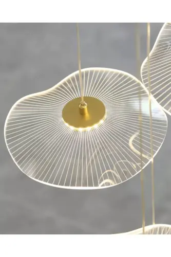 Luxury Exclusive Altılı Yuvarlak Sarkıt Led Avize Jellyfish Gold Sarı 6'lı Ledli Avize-Gold Sarı - 6