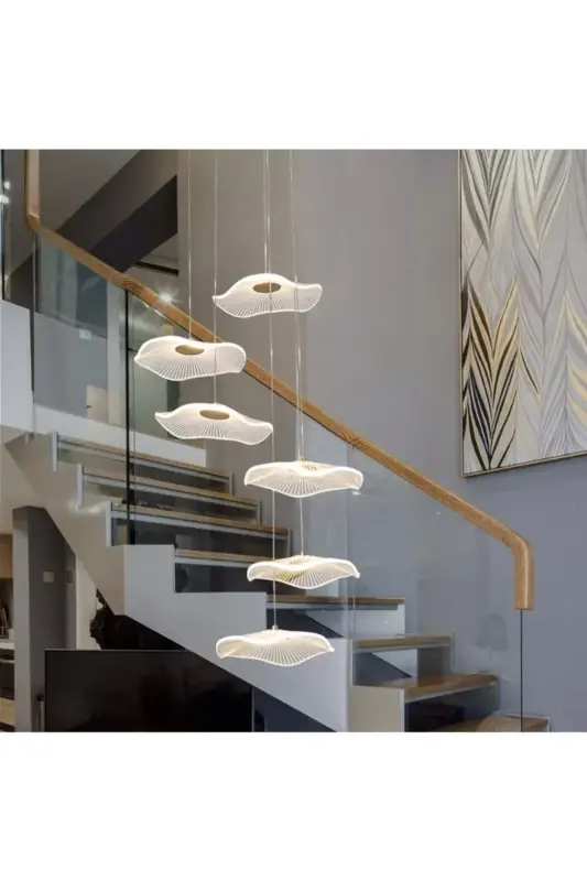 Luxury Exclusive Oltilik Dumaloq Osma Led Qandil Meduza Oltin Sariq 6 tasi Ledli Qandil-Oltin Sariq - 7
