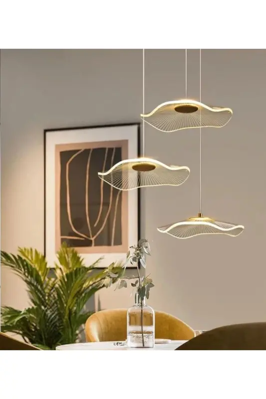 Luxury Exclusive Triple Round Pendant LED Chandelier Jellyfish Living Room Kitchen Dining Room Chandelier Gold Yellow - 3