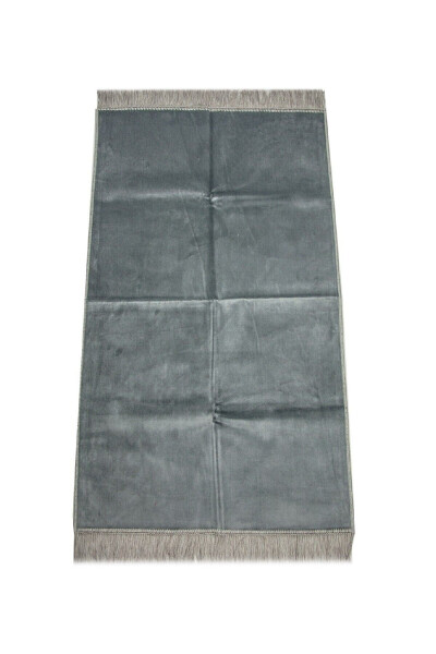 Luxury Flat Patternless Velvet Velour Rug – Gray - 1