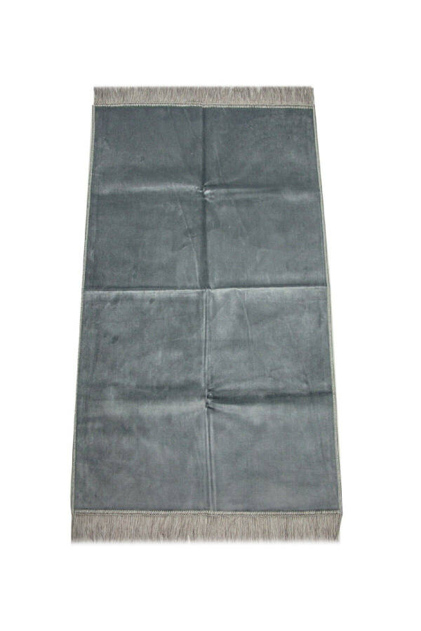 Luxury Flat Patternless Velvet Velour Rug – Gray - 1