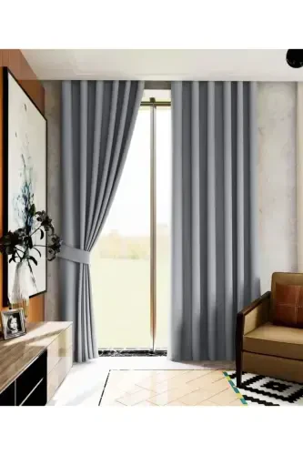 Luxury, Grey Blackout Thick Shading Curtain (WIDTH X HEIGHT UNPLEATED SINGLE PANEL)-Grey - 1