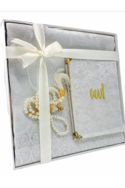 Luxury Hajj Umrah Dowry Gift Yasin Prayer Rug Tasbih Set - 1