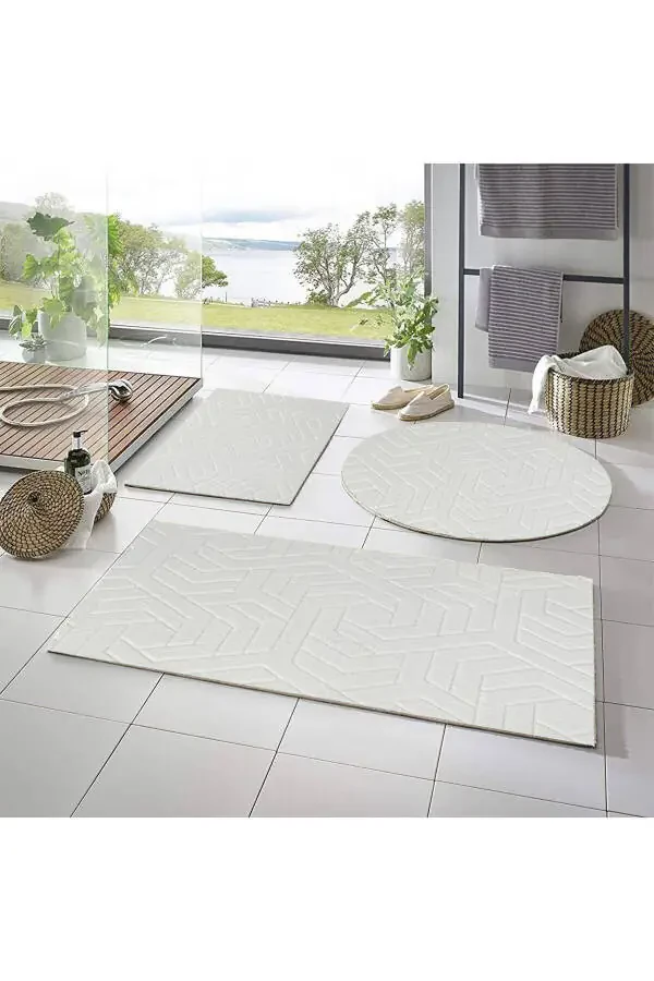 Luxury Harmony Embos 3-Piece Bath Rug Set -- 50x90--50x60--50x50 (round) - 1