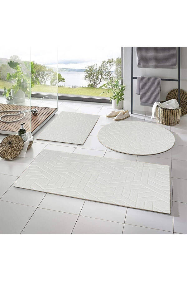 Luxury Harmony Embos 3-Piece Bath Rug Set -- 50x90--50x60--50x50 (round) - 1