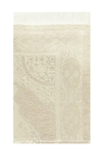 Luxury light color Ottoman chenille prayer rug, turquoise with prayer beads - IHVAN ONLINE (1)