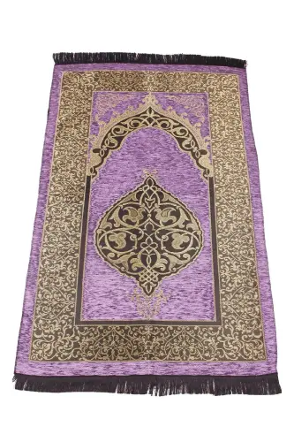 Luxury Ottoman Chenille Prayer Rug - 0170 - Lilac Color-Lilac 